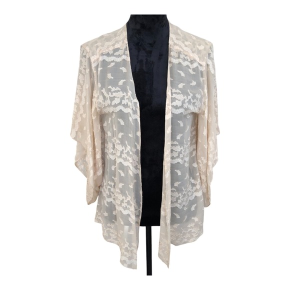 Zara Sheer Cardigan Lace Embroidered Duster Women‎ Cover Up Ethereal Fairy Sz M - Picture 1 of 11